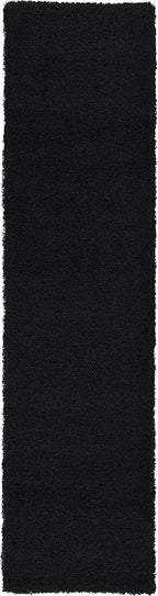 Unique Loom Solid Shag Collection Area Rug (2' 6" x 10' Runner, Jet Black)