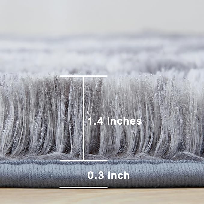Andency Soft Area Rugs for Living Room Bedroom, 3x5 Non-Slip Fluffy Shag Carpet, Indoor Floor Fuzzy Shaggy Living Room Plush Rug for Kids Dorm Nursery Home Decor Aesthetic, Tie-Dyed Light Grey