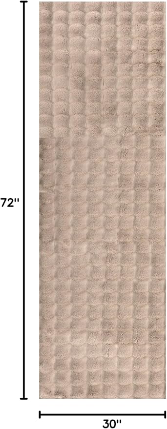 nuLOOM Jeni Taupe, 2'6" x 6', Solid Faux Rabbit, Fluffy and Cozy, High Traffic, Stain Resistant, Easy Clean, Durable Washable Runner for Bedroom, Living Room, Dining, Den, Foyer, Entryway