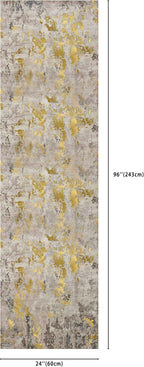 vivorug Runner Rug 2'x8' Machine Washable Non-Slip Runners for Hallways Kitchen Entryway Laundry Room Modern Abstract Carpet Hallway Runner Grey/Mustard