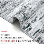 Modern Abstract Runner Rug 3x8, Black Grey White Washable Kitchen Runner Non-Slip Soft Hallway Rug Runner Thin Print Faux Wool Carpet for Entryway Bedroom Laundry Room Indoor Home Office Decor