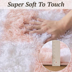 5x7 Area Rugs for Living Room Bedroom, Soft Fluffy Shaggy Bedside Rug, Indoor Floor Carpet for Kids Playroom, Dorms, Nursery Rooms, Home Decor (Pink & White 5'x7')