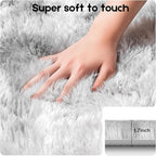 6x9 Tie-Dyed Grey Rugs for Living Room Bedroom, Fluffy Large Area Rug Soft Shag Non-Slip Carpet for Kids Boys and Girls Room Dorm Home Decor (6ft x 9ft)