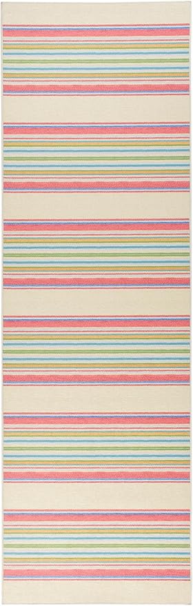 Dash & Albert Cady Stripe Multi Machine Washable Rug, 5 X 8 Feet, Multicolored Stripe Pattern - Premium Luxury Hotel Quality Soft Breathable Hypoallergenic Machine Washable Easy Care All Season