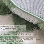 5x7 Area Rugs for Living Room Bedroom, Soft Fluffy Shaggy Bedside Rug, Indoor Floor Carpet for Kids Playroom, Dorms, Nursery Rooms, Home Decor (Green & White 5'x7')