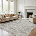 Garvee Solid Color Area Rugs 9x12 Large Living Room Rug with Rubber Backing, Stain Resistant Modern Rug Non Shedding Low Pile Soft Carpet, Foldable Thin Mats for Bedroom, Dining Room, Nursery, Camel