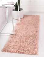 Unique Loom Davos Shag Collection Area Rug - Solid (2' 7" x 16' 5" Runner, Dusty Rose)