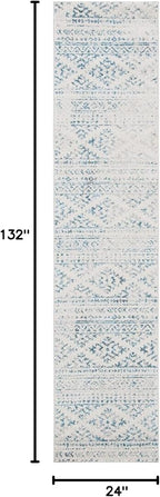 SAFAVIEH Tulum Collection Runner Rug - 2' x 11', Ivory & Turquoise, Moroccan Boho Tribal Design, Non-Shedding & Easy to Clean, Ideal for Living Room, Hallway, Foyer, Entryway, Bedroom (TUL272E)