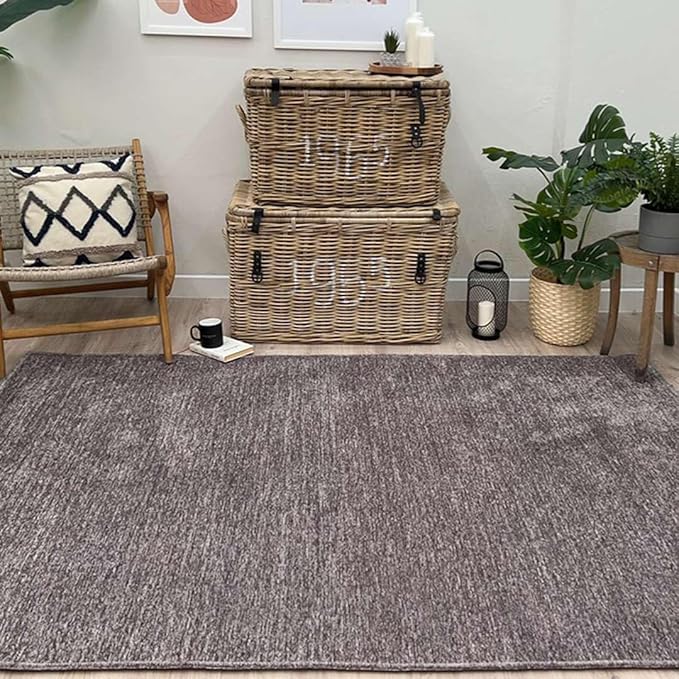 Alfa Rich 7x10 Dark Gray Washable Area Rugs for Living Room Bedroom Kitchen Cotton Decor Solid Rug