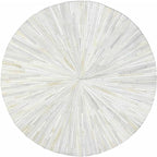 Faux Cowhide Round Area Rug | Non-Slip Leather Floor Carpet for Living Room, Bedroom, and Home Décor | Modern Stylish Accent Rug(White_4x4)