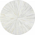 Faux Cowhide Round Area Rug | Non-Slip Leather Floor Carpet for Living Room, Bedroom, and Home Décor | Modern Stylish Accent Rug(White_7x7)
