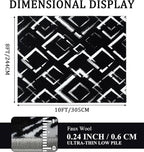 YIHOUSE Black Modern Geometric Area Rug 8x10, Black and White Rug with Abstract Diamond Patterns,Non-Shedding Washable Rugs for Bedroom, Home Office and Living Room