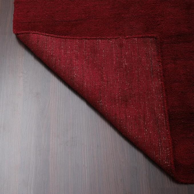 Hand Knotted Loom Wool ECO-Friendly Area Rugs - 6'x6', Square, Light Blue Color, Solid Plain Design, High Pile Handmade Anti Skid Area Rugs for Living Room, Bed Room (L00111)