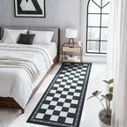 Vasofe Jute Checkered Runner Rug, 2x6 Black and White Washable Rugs, Modern Runners for Hallway Non-Slip Kitchen Mat, Farmhouse Checkerboard Indoor Outdoor Carpet for Porch Laundry Entryway