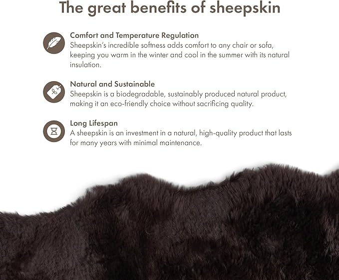 Real Sheepskin Rug 4x6 ft | Sheepskin Rugs for Living Room and Sofa | Bedside Rugs for Bedrooms | Large Fluffy Rug is Breathable & Heat-regulating in Color Chocolate