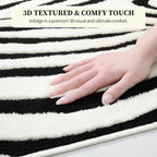 YIHOUSE 8×10 Ft Area Rugs for Living Room: Modern Washable Rug - Abstract Black and Cream White Rug for Bedroom Dining Room Office Playroom Nursery Home Decor - Nonslip Non-Shedding Striped Rugs