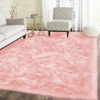 Latepis Pink Fur 5x8 Area Rug for Living Room Bedroom Faux Sheepskin Rugs Fuzzy Shaggy Plush Rug for Girls Room Cute Home Décor, Rectangle
