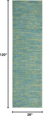 Nourison Home Nourison Essentials Blue Green 2'2" x 10' Area Rug - Easy Clean, Non Shedding, Bed Room, Living Room, Dining Room, Kitchen (10' Runner)