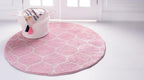 Rugs.com Lattice Frieze Collection Rug – 6' Round Light Pink Medium Rug Perfect for Kitchens, Dining Rooms