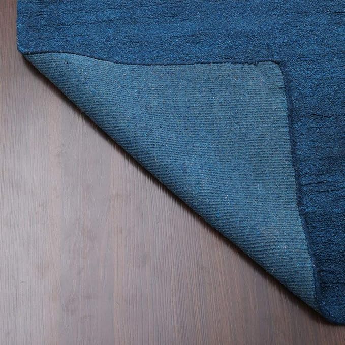 Rugsotic Carpets Hand Knotted Gabbeh Wool 3'x5' Area Rug Solid Blue L00111