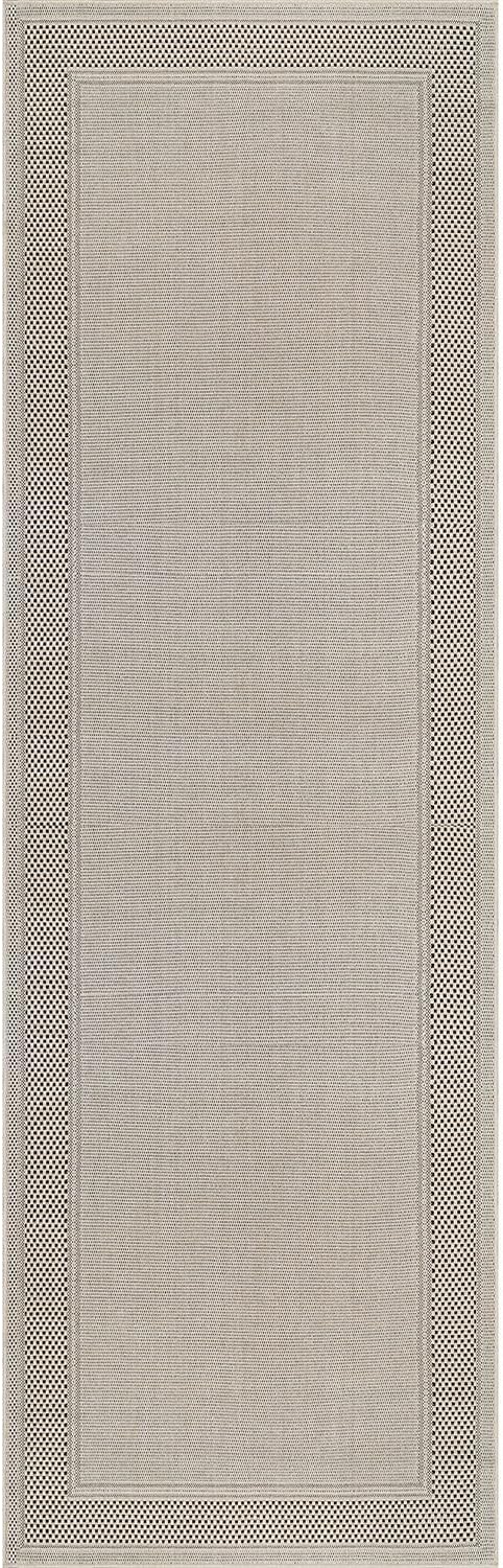 CAMILSON Easy Jute Rug 2x7, Indoor and Outdoor Off-White Runner Rug for Kitchen, Hallway and Entryway, Bordered Boho Woven Design, Easy-Cleaning, Washable Outside Carpet (2 x 7)