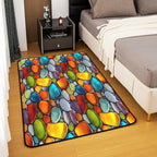 Cobblestone 5x7 Area Rug Rainbow Pebble Living Room Rug | Garden Gravel Stone Rugs for Bedroom, Watercolor Cobble Carpet Indoor Floor Mat