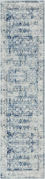 Morebes Vintage Rug Runners for Hallways Non Slip,Washable Runner Rug 2x10, Soft Long Distressed Non-Shedding Throw Carpet Runner Rug for Entryway Kitchen Laundry Living Room, Blue