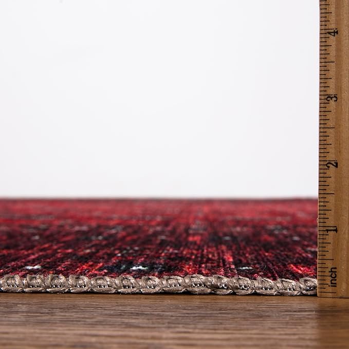 Keen Home Design 4x6 Rug - Machine Washable Area Rug with Non-Slip Backing, Ideal for Living Room, Dining Room, Bedroom - Vintage, Easy Clean, Durable, Low Pile Rug - (4' x 6')