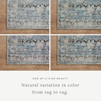 Loloi Amber Lewis Billie Collection, Denim & Blush, 2'-0" x 5'-0" Accent Rug – Antique & Distressed Accent Rugs for Living Room, Bedroom, Entryway & Hallway, No Shed High Traffic Area Home Decor Rug