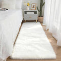 2x6 Solid Fluffy White Area Rug – Washable, Durable, Small Bedroom Runner Rug, Non-Slip Shag Rugs for Hallway, Living Room, Bedroom, Bedside, Dorms, Kids Room, Nursery Rooms, Soft Indoor Carpet