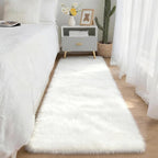 2x6 Solid Fluffy White Area Rug – Washable, Durable, Small Bedroom Runner Rug, Non-Slip Shag Rugs for Hallway, Living Room, Bedroom, Bedside, Dorms, Kids Room, Nursery Rooms, Soft Indoor Carpet