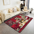 Merry Christmas Area Rug 3x5 Puppy Christmas Tree Rugs for Living Room | Little Cat Pup Dog Washable Rug, Cute Pet Animal Golden Retrievers Carpet Indoor Floor Mat