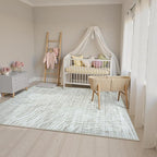 LIVEBOX Machine Washable Modern Abstract 6x9 Area Rug Clearance, Non Slip Large Bedroom Living Room Nursery Girl Rug Minimalist Wave Striped Neutral Boys Rug, Carpet for Playroom(Beige,6'x9')