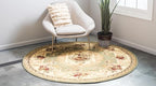 Rugs.com Chateau Collection Rug – 6 Ft Round Green Medium Rug Perfect for Kitchens, Dining Rooms