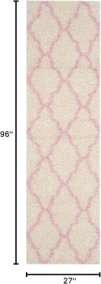 SAFAVIEH Dallas Shag Collection Runner Rug - 2'3" x 8', Ivory & Light Pink, Trellis Design, Non-Shedding & Easy Care, 1.5-inch Thick Ideal for High Traffic Areas in Living Room, Bedroom (SGD257P)