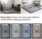 Keen Home Design 9x12 Rug - Machine Washable Area Rug with Non-Slip Backing, Ideal for Living Room, Dining Room, Bedroom - Vintage, Easy Clean, Durable, Low Pile Rug - (9' x 12')
