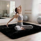 5x7 Solid Fluffy Black Area Rug – Washable, Durable,Large Living Room Rug, Non-Slip High Pile Shag Rugs for Bedroom, Bedside, Dorms, Nursery Rooms, Kids Room, Soft Indoor Floor Carpet Decor