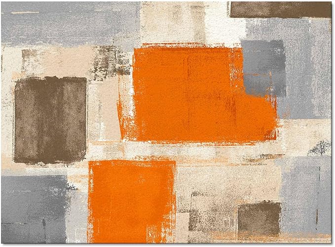 Orange Rectangular Area Rugs for Living Room Bedroom 4 x 6 ft Abstract Paint Texture Modern Art Non-Shedding Soft Low Pile Rug Non Slip Washable Rug for Nursery Entryway Playroom
