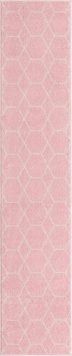 Unique Loom Trellis Frieze Collection Area Rug - Geometric (2' x 10' Runner, Light Pink/ Ivory)