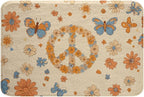 Erosebridal Groovy Party Decorations Bathroom Rugs for Girls Women Peace Sign Decor Bath Mat Hippie Butterfly Non Slip Bath Rugs Cute Kawaii Florals Fluffy Plush Rugs 20x32 Honey Bee Gifts for Kids