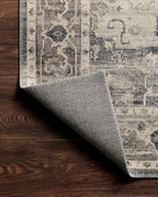 Loloi Hathaway Collection HTH-05 Steel/Ivory 2'-6" x 7'-6", .25" Thick Runner Rug, Soft, Durable, Printed, Modern, Low Pile, Non-Shedding, Easy Clean, Living Room Rug