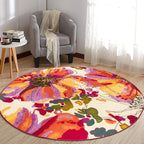 Rugshop Multi Bright Flowers Non Slip Non-Shedding Round Area Rug for Living Room, Dining Room and Bedroom, 8'