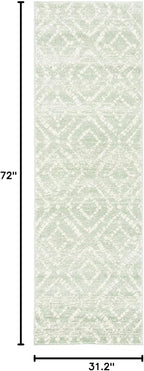 SAFAVIEH Adirondack Collection Runner Rug - 2'6" x 6', Green & Ivory, Modern Diamond Distressed Design, Non-Shedding & Easy Care, Ideal for High Traffic Areas in Living Room, Bedroom (ADR131Y)