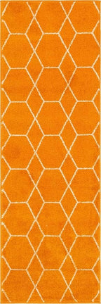 Unique Loom Trellis Frieze Collection Area Rug - Geometric (2' x 6' 1" Runner, Orange/ Ivory)