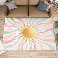 Boho Sun Runner Rugs 3x6ft, Minimalist Sunburst Bedside Rug, Abstraction Deco Laundry Rug with Non Slip Backing for Bedroom Kitchen Sink Front Door Entryway Indoor