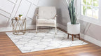Rugs.com Lattice Frieze Collection Rug – 5' Square Ivory Medium Rug Perfect for Living Rooms, Kitchens, Entryways
