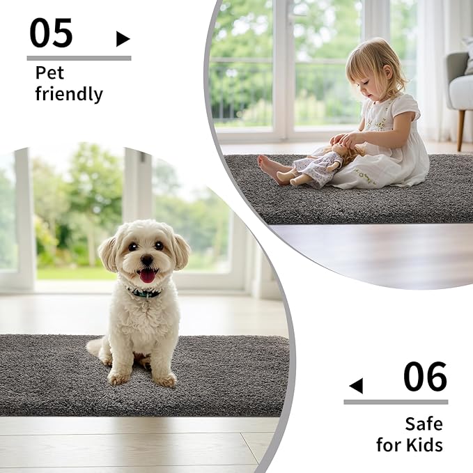 Bathroom Runner Rug 24x70 Dark Grey Non Slip Fluffy Long Bath Mat for Bathroom Floor Washable Plush Luxury Bath Rug for Tub Absorbent Shower Sink Mat Bedside Rug