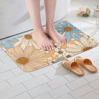 Erosebridal Girls Groovy Flower Bathroom Rugs for Kids Teens Two Groovy Party Decorations Bath Mat Pastel Rainbow Floral Non Slip Bath Rugs Botanical Plants Theme Fluffy Plush Rugs 20x32