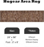 HUGEAR 2x8 Runner Rug Machine Washable Brick Red Hallway Area Rug Indoor Accent Rugs Floral Low Pile Carpet Soft Throw Rugs Bedroom Living Room Office Dining Kitchen Laundry Non Slip