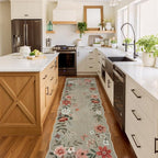 Lahome Floral Runners for Hallways, 2'6''x8' Kitchen Runner Rug Non Slip, Soft Washable Runner with Rubber Backing Carpet for Laundry Bedroom Bathroom(Brown)